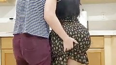 Big ass and tits get fucked in the kitchen by huge cock