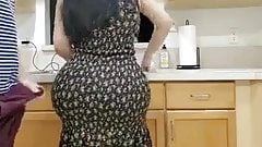 Big ass and tits get fucked in the kitchen by huge cock