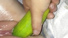 British wife, Cucumber fucking! She loves it!