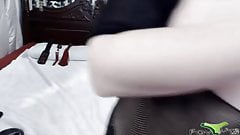 German porn star Betty Noir in black fishnets bangs her ass