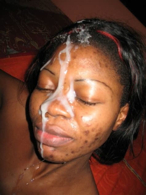 Beautiful ebony with cum on her face and body 19